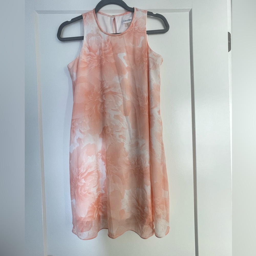 Calvin Klein Peach and White Floral Dress